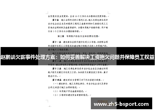 赵鹏谈欠薪事件处理方案：如何妥善解决工资拖欠问题并保障员工权益